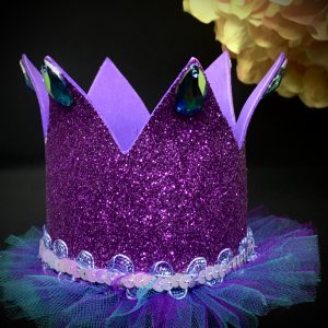 CUSTOM MADE Tutu Tiara - PURPLE/TEAL Girls Glitter  (LARGE)