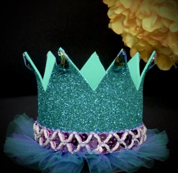 CUSTOM MADE Tutu Tiara - TEAL Girls Glitter Tutu Tiara (LARGE) - Image 2