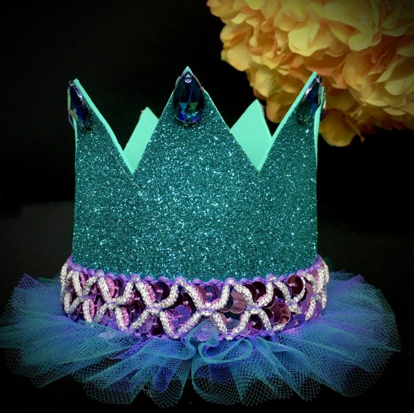 CUSTOM MADE Tutu Tiara - TEAL Girls Glitter Tutu Tiara (LARGE)