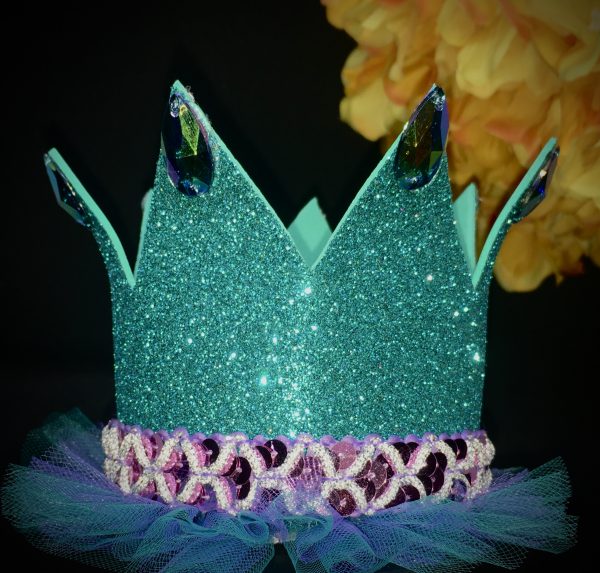 CUSTOM MADE Tutu Tiara - TEAL Girls Glitter Tutu Tiara (LARGE) - Image 3