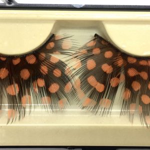 Guinea Fowl Feather Eyelashes - ORANGE