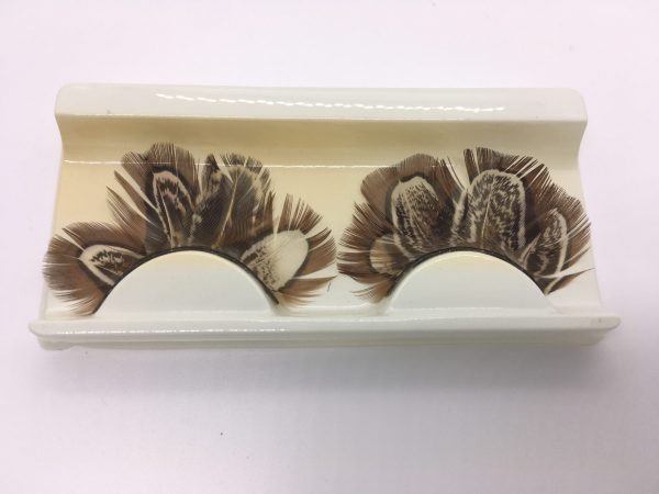 Brown and White Feather Eyelashes