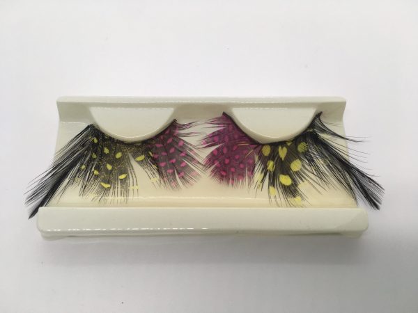 Long Guinea Feather Eyelash - F.PINK/YELLOW/BLACK