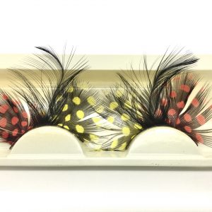 Long Guinea Feather Eyelash - RED/YELLOW/BLACK
