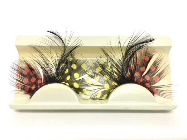 Long Guinea Feather Eyelash - RED/YELLOW/BLACK