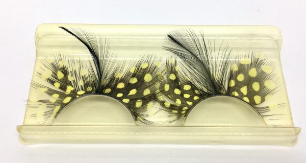 Long Guinea Feather Eyelash - YELLOW/BLACK