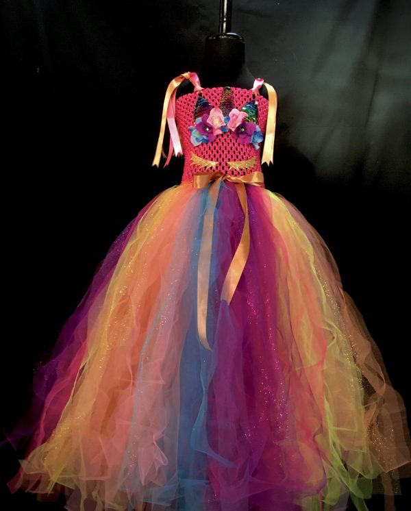 CUSTOM MADE Child Tutu Gown - Rainbow Sparkle Unicorn Tutu Gown