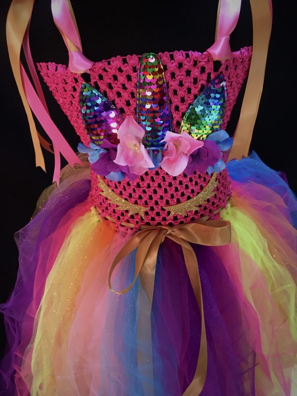 CUSTOM MADE Child Tutu Gown - Rainbow Sparkle Unicorn Tutu Gown - Image 4