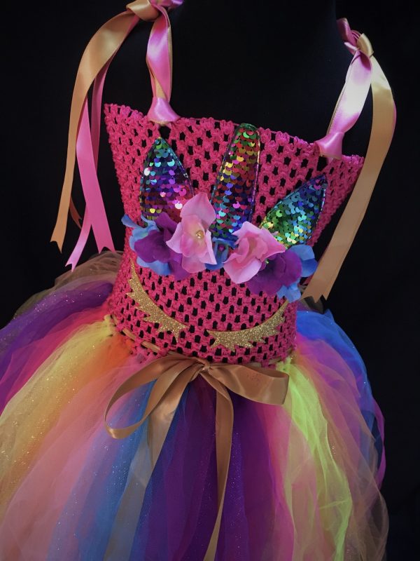 CUSTOM MADE Child Tutu Gown - Rainbow Sparkle Unicorn Tutu Gown - Image 3