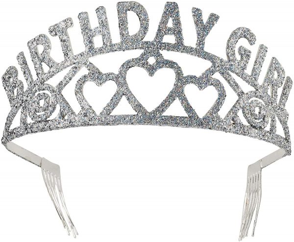 SILVER Birthday Girl Glitter Tiara