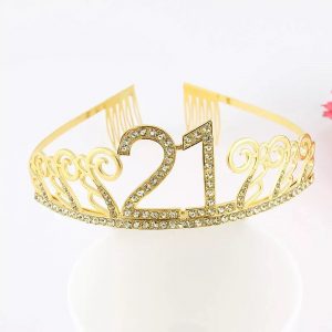 Happy Birthday Number Tiara - GOLD 21