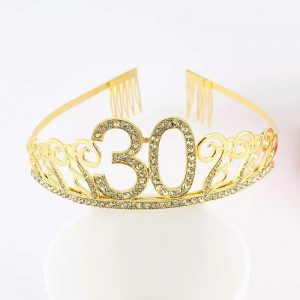 Happy Birthday Number Tiara - GOLD 30