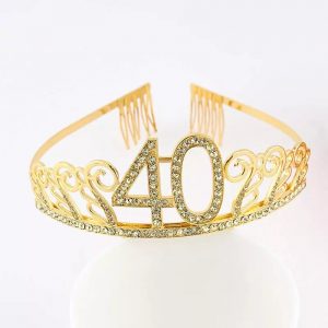 Happy Birthday Number Tiara - GOLD 40