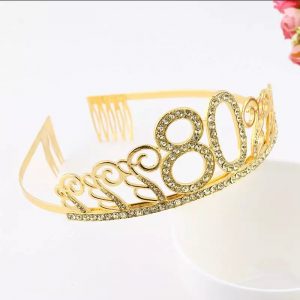 Happy Birthday Number Tiara - GOLD 80