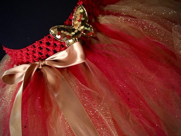 CUSTOM MADE Child tutu – Girls Red/Gold Sparkle Tutu - Image 2