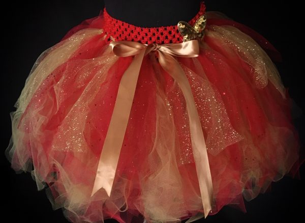 CUSTOM MADE Child tutu – Girls Red/Gold Sparkle Tutu - Image 3