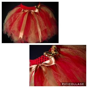 CUSTOM MADE Child tutu – Girls Red/Gold Sparkle Tutu