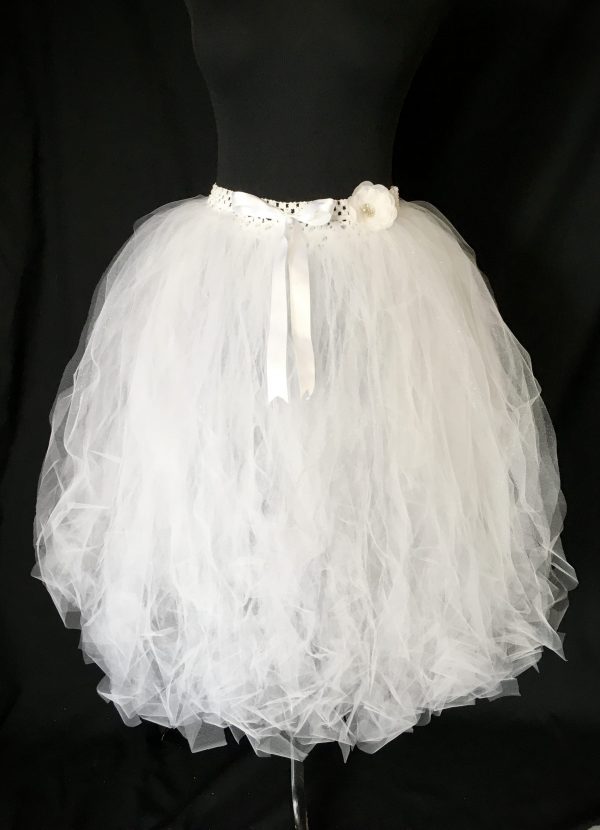 ADULT TUTU – CUSTOM MADE Adult Knee Length White Sparkle Tutu - Image 4