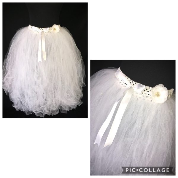 ADULT TUTU – CUSTOM MADE Adult Knee Length White Sparkle Tutu