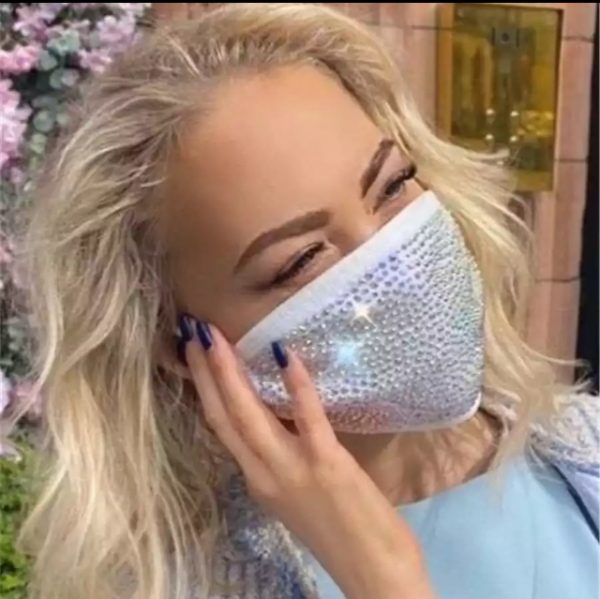ANTI DUST- Crystal Masquerade Face Mask - WHITE IRIDESCENT CRYSTAL
