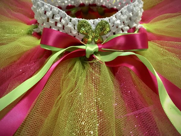 CUSTOM MADE Toddler tutu –  Baby Lime Green/Fuchsia Pink Sparkle Tutu - Image 2