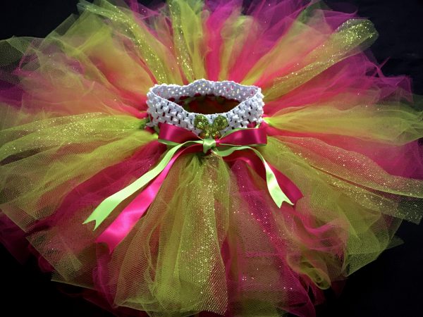 CUSTOM MADE Toddler tutu –  Baby Lime Green/Fuchsia Pink Sparkle Tutu