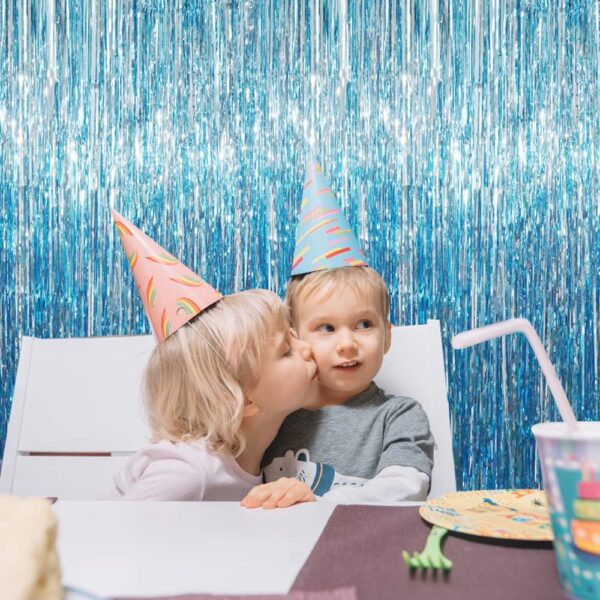 Tinsel Foil Fringe Curtains - 3.2ft x 9.8ft  BLUE - Image 3
