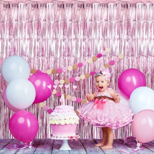 Tinsel Foil Fringe Curtains - 3.2ft x 9.8ft  LT PINK - Image 3