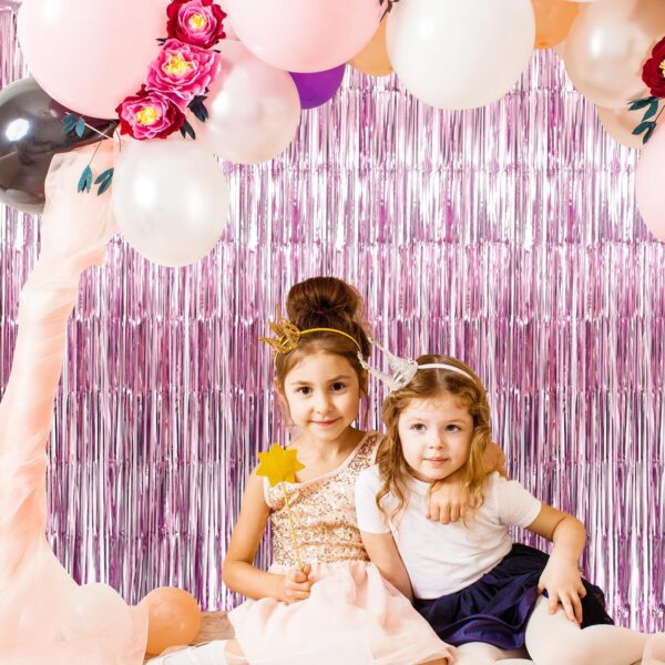 Tinsel Foil Fringe Curtains - 3.2ft x 9.8ft  LT PINK - Image 5