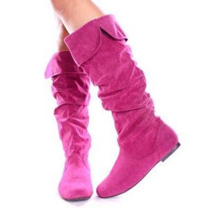 KNEE HIGH BOOTS - PINK - BERRY Suede knee high Boots SIZE: 6