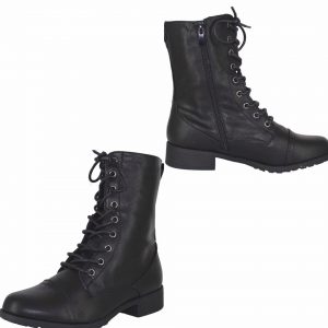 COMBAT BOOTS - BLACK - CALF HIGH w/side-zipper  SIZE: 10
