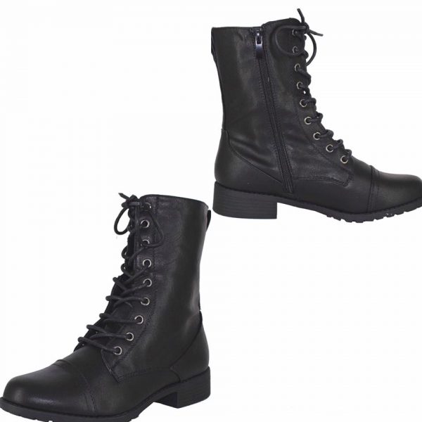 COMBAT BOOTS - BLACK - CALF HIGH w/side-zipper  SIZE: 10