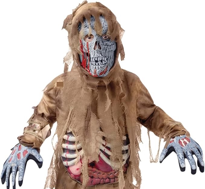 HALLOWEEN - Kids Deluxe Skeleton Living Dead Scary Zombie Costume SIZE: MEDIUM(8-10)