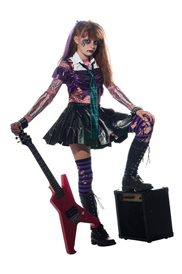 HALLOWEEN - Girl Zombie Punk Rocker Costume SIZE: LARGE(8-10)