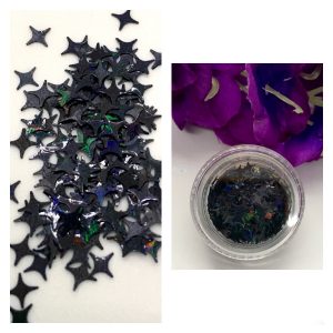 Holographic Sequin Laser Star Glitter – IRIDESCENT BLACK