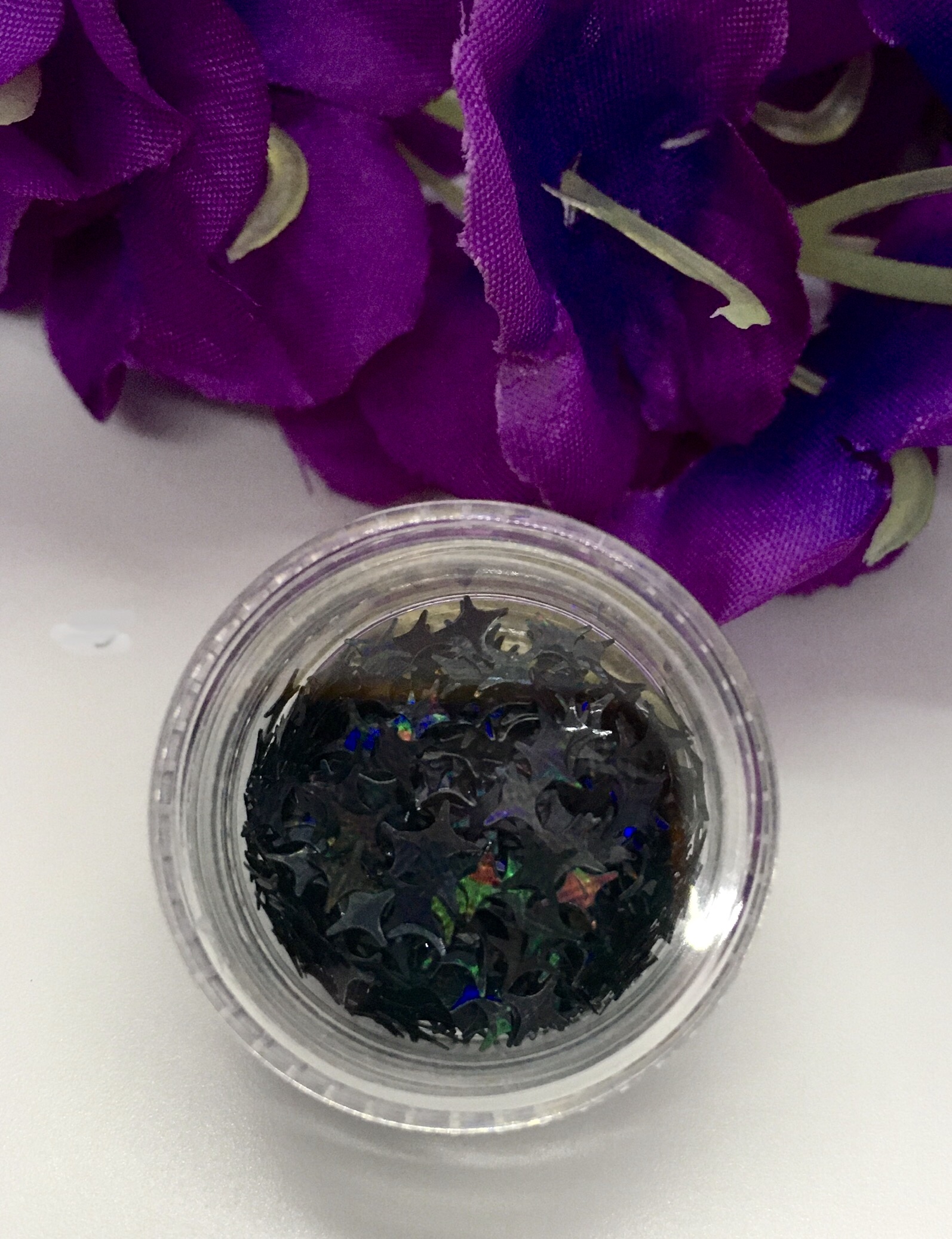 Holographic Sequin Laser Star Glitter – IRIDESCENT BLACK - Image 3