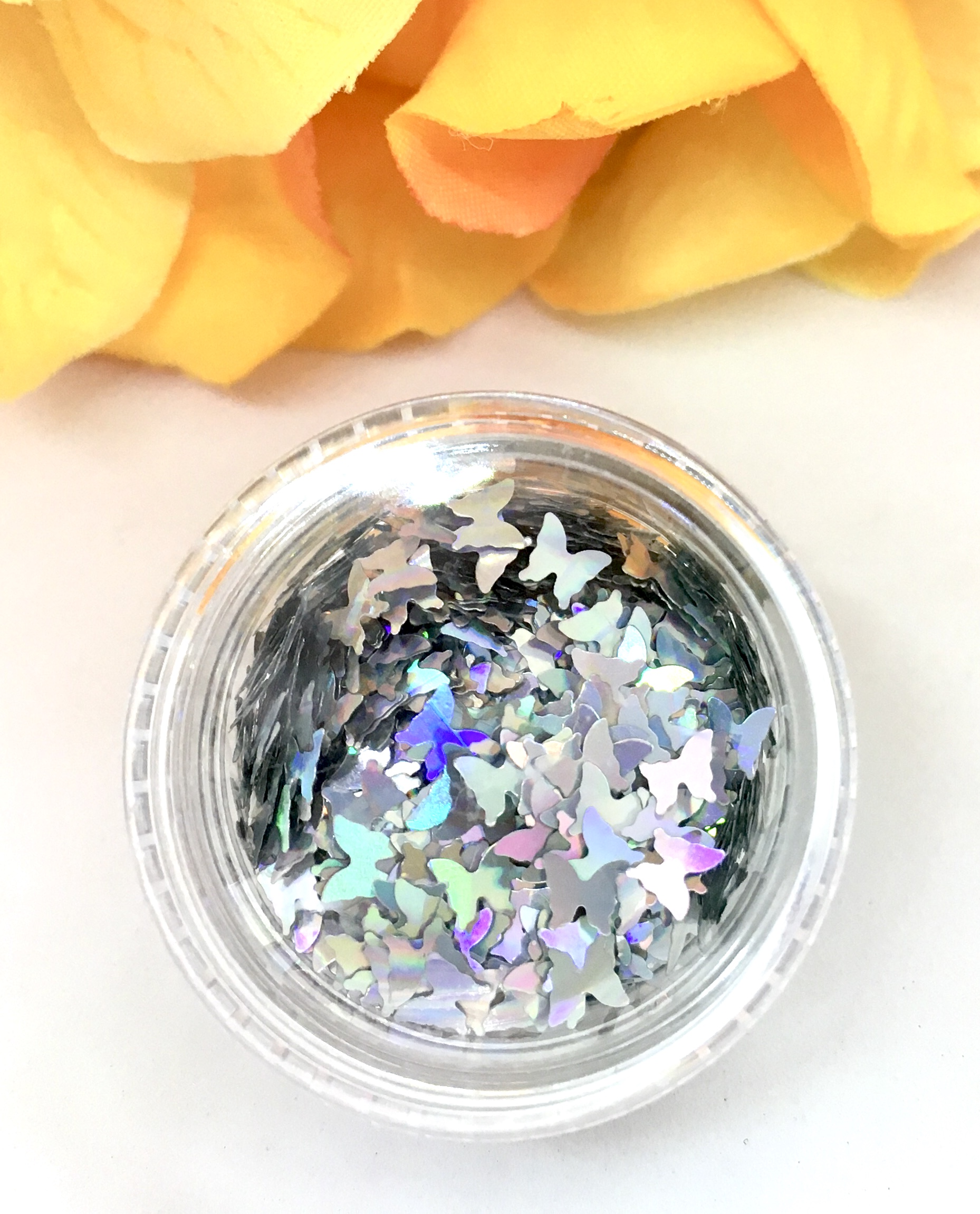 Holographic Sequin Butterfly Glitter – IRIDESCENT SILVER - Image 2