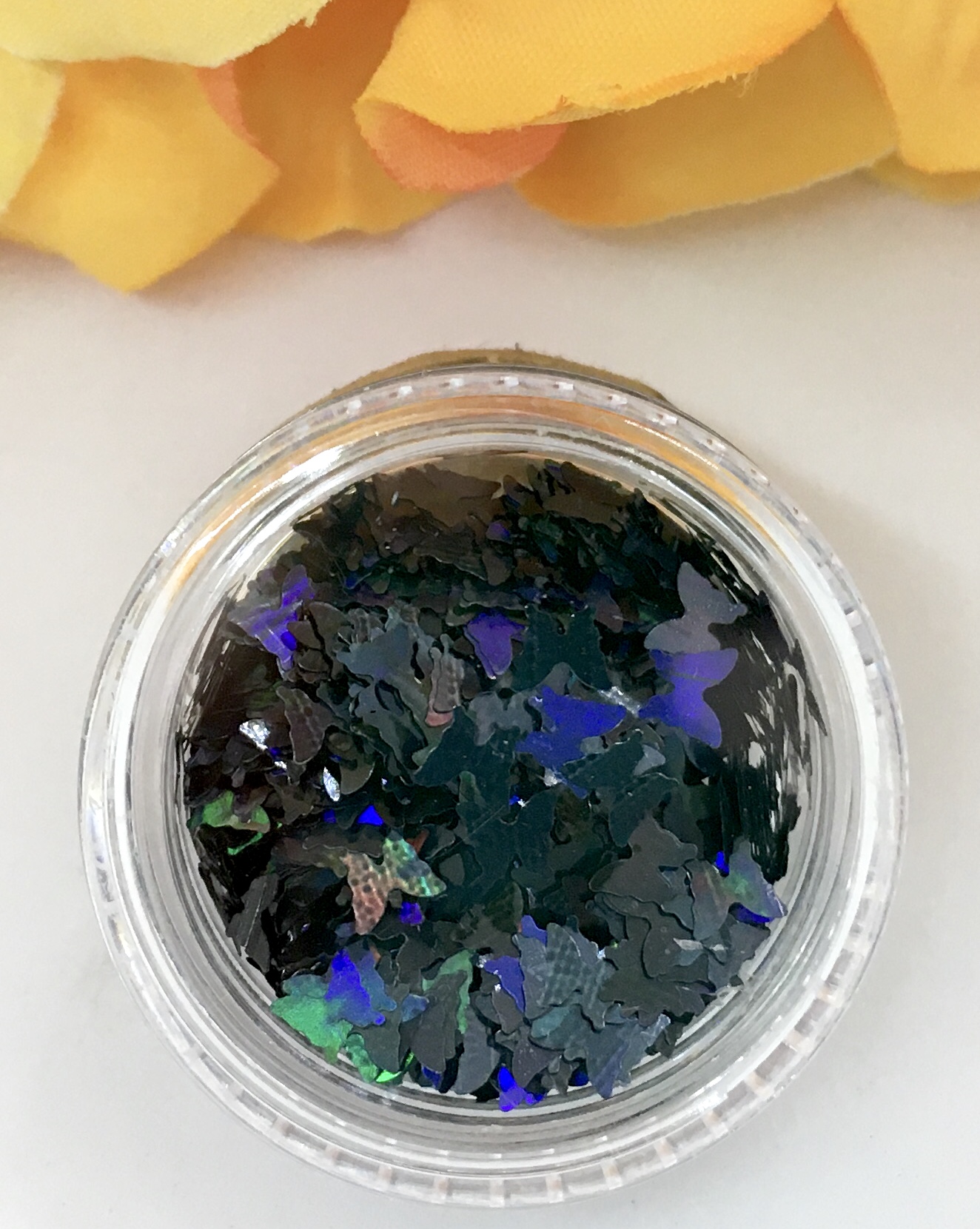 Holographic Sequin Butterfly Glitter – IRIDESCENT BLACK - Image 2