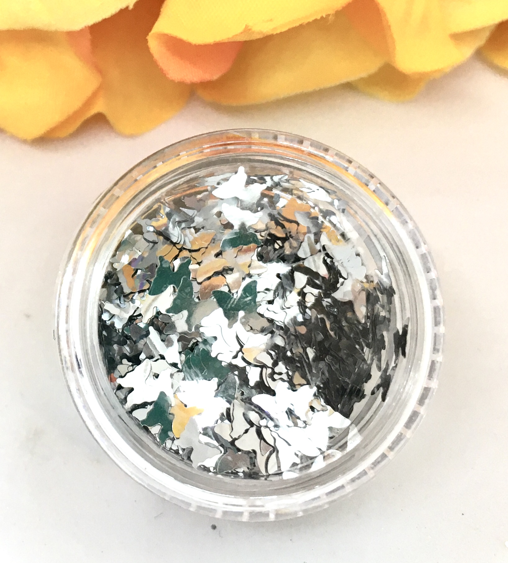 Holographic Sequin Butterfly Glitter – SILVER - Image 3