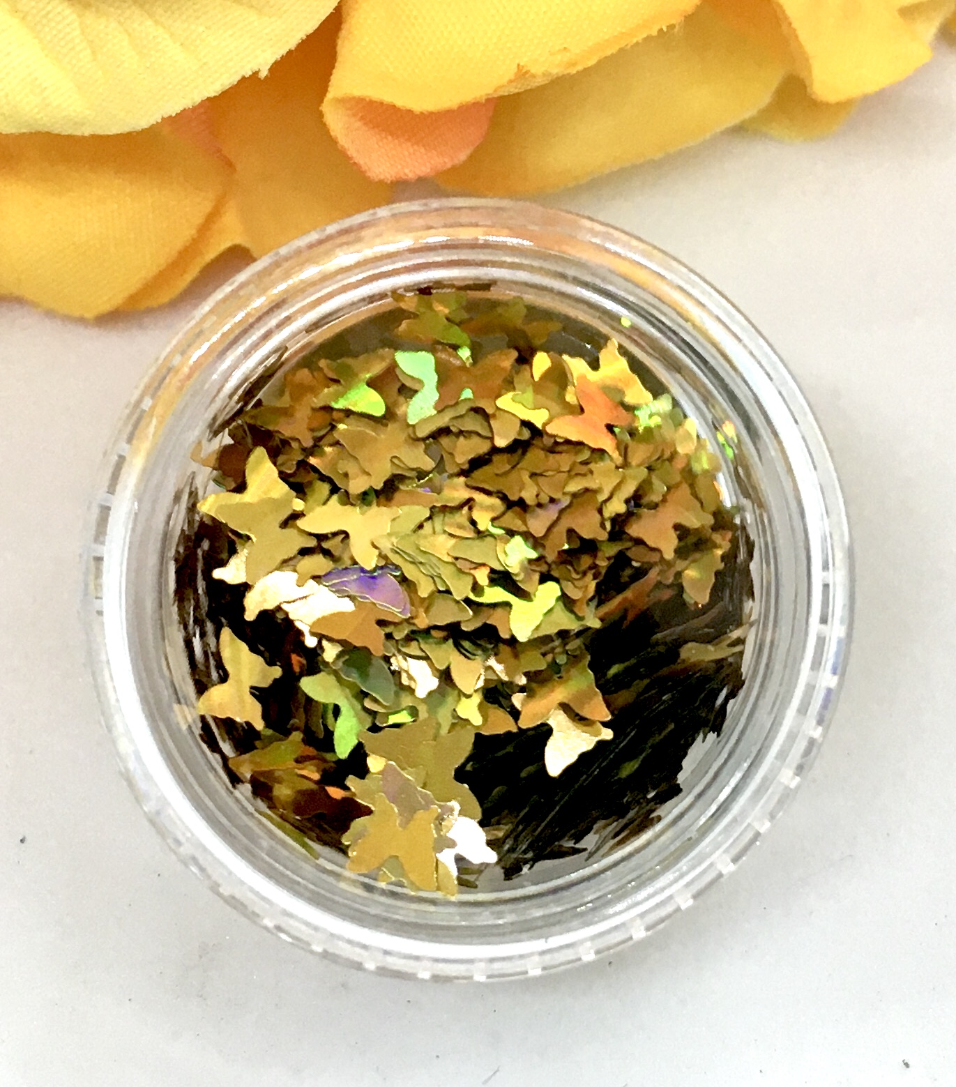 Holographic Sequin Butterfly Glitter – IRIDESCENT GOLD - Image 2