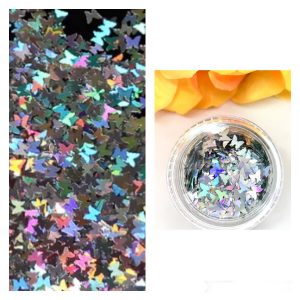 Holographic Sequin Butterfly Glitter – IRIDESCENT SILVER