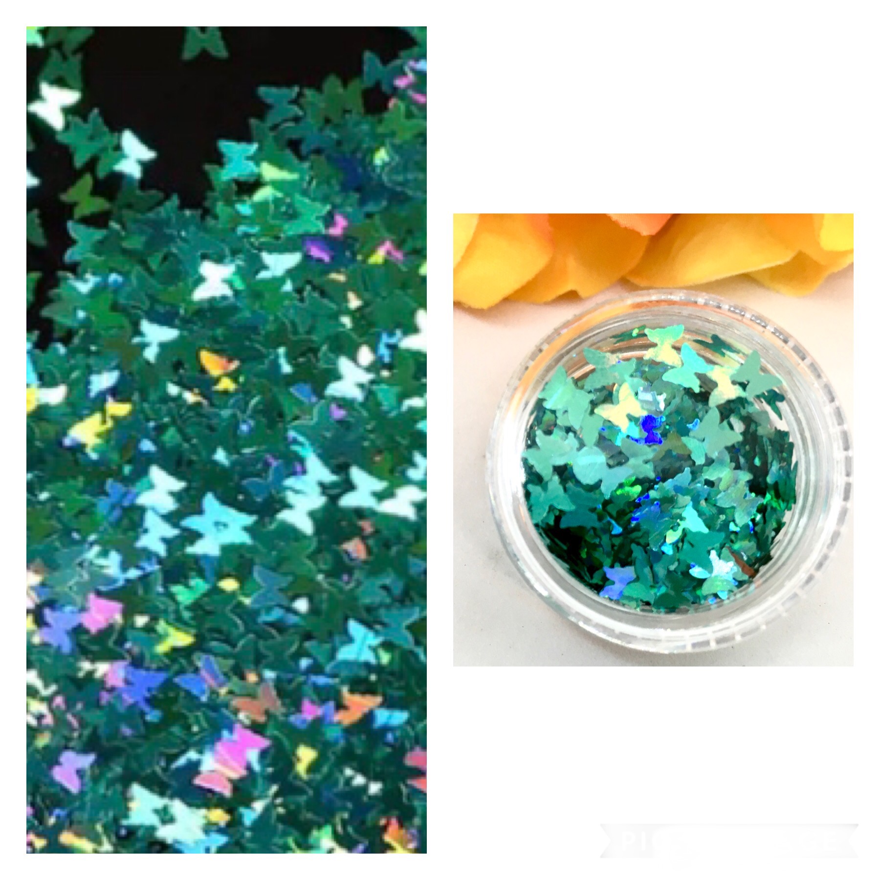 Holographic Sequin Butterfly Glitter – IRIDESCENT AQUA-GREEN