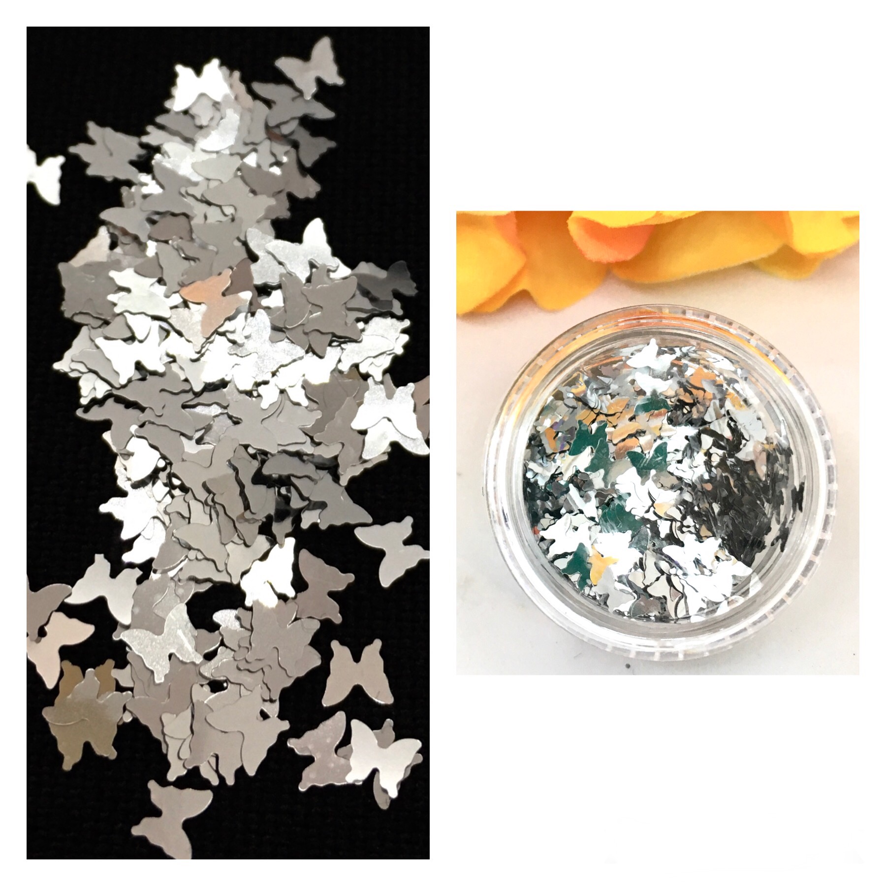 Holographic Sequin Butterfly Glitter – SILVER