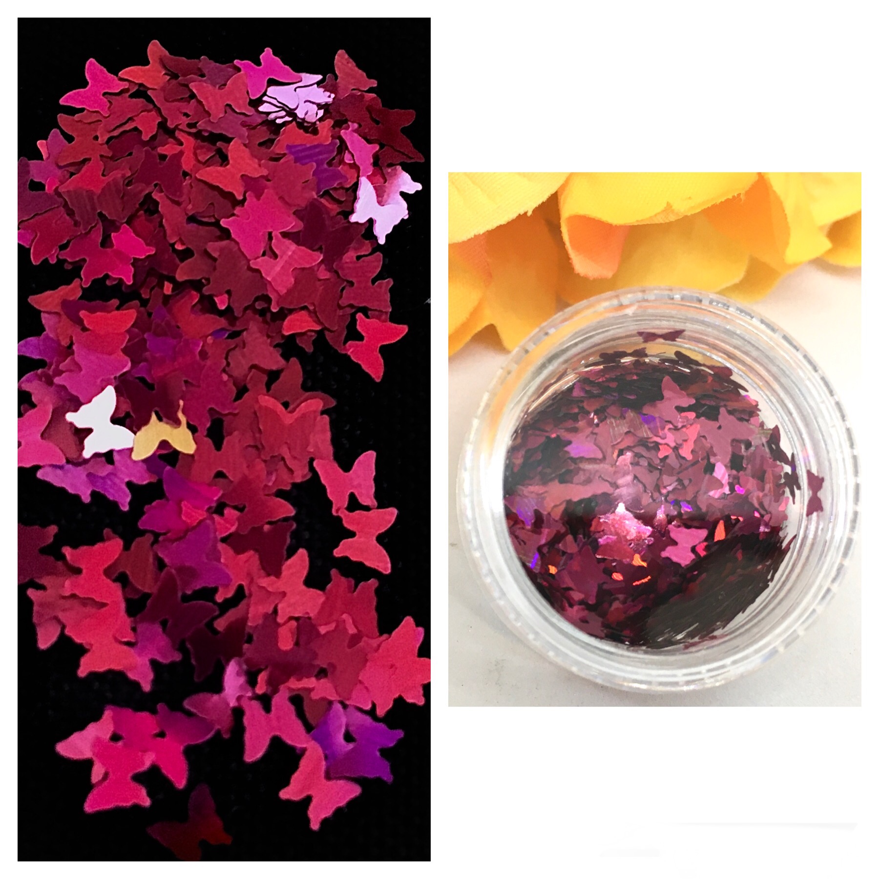 Holographic Sequin Butterfly Glitter – IRIDESCENT FUSCHIA PINK
