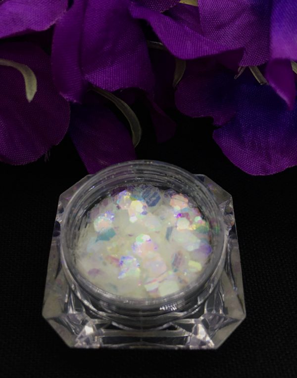 Holographic MIX Chunky Glitter - IRIDESCENT WHITE/BEIGE