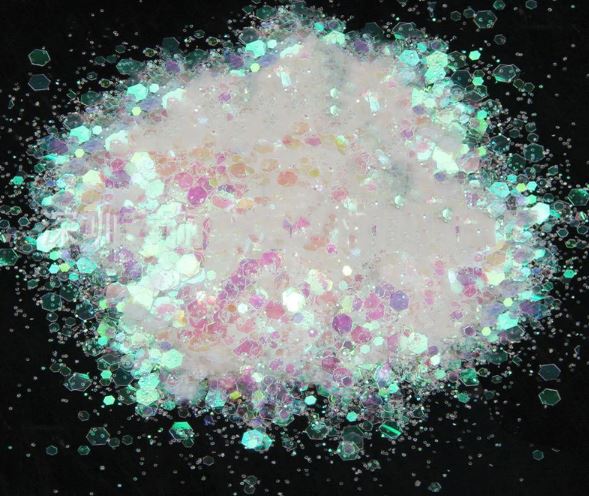 Holographic MIX Chunky Glitter - IRIDESCENT WHITE/LT PINK - Image 2