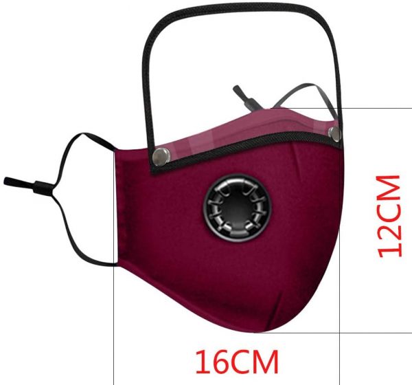 ANTI DUST TODDLER 1-3yrs Reusable Face Cotton Mask  with Detachable Eye Shield - BURGUNDY - Image 3
