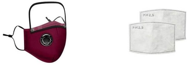 ANTI DUST TODDLER 1-3yrs Reusable Face Cotton Mask  with Detachable Eye Shield - BURGUNDY - Image 2