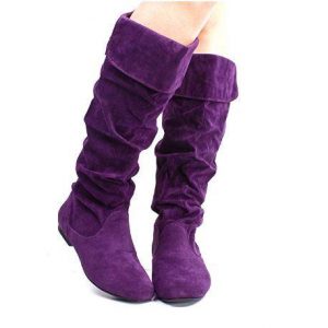 KNEE HIGH BOOTS - PURPLE - Suede knee high Boots SIZE: 6