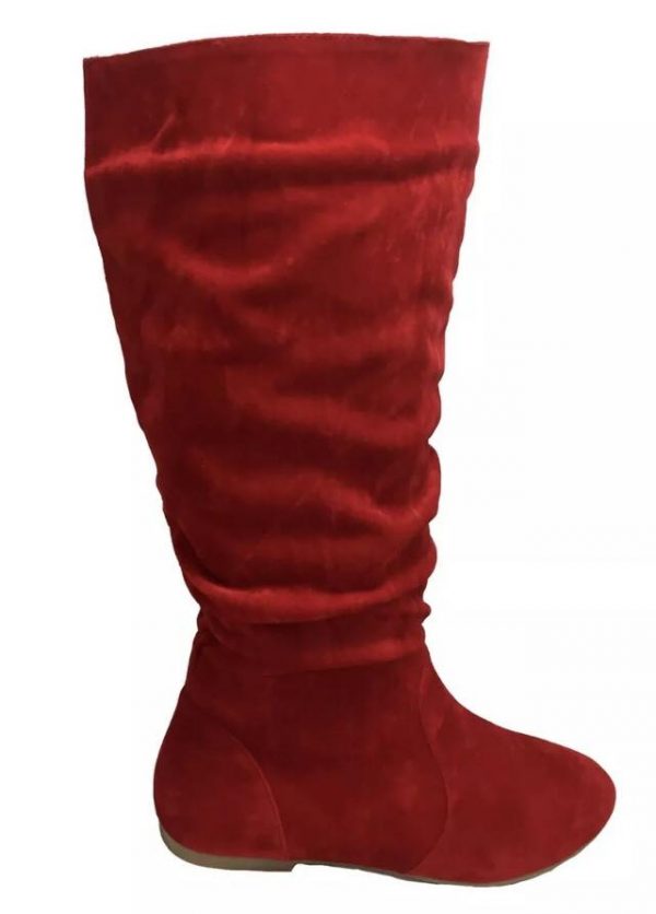 CALF HIGH BOOTS - RED - Velvet Calf high boots SIZE: 6.5